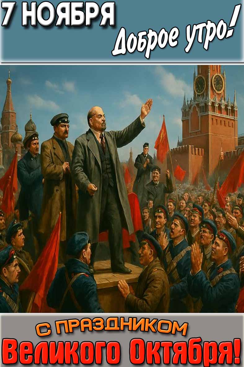 Картинка "7 ноября доброе утро! С праздником Великого Октября!"