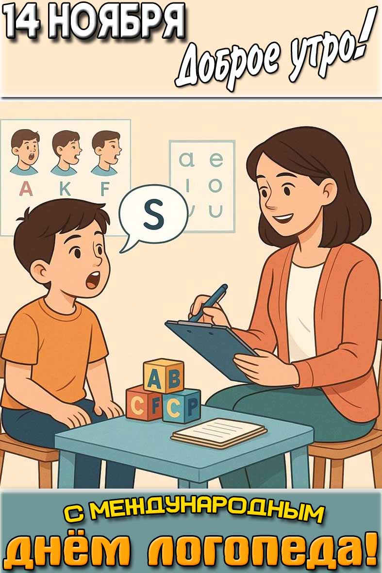 Картинка "14 ноября доброе утро! С Международным днём логопеда!"