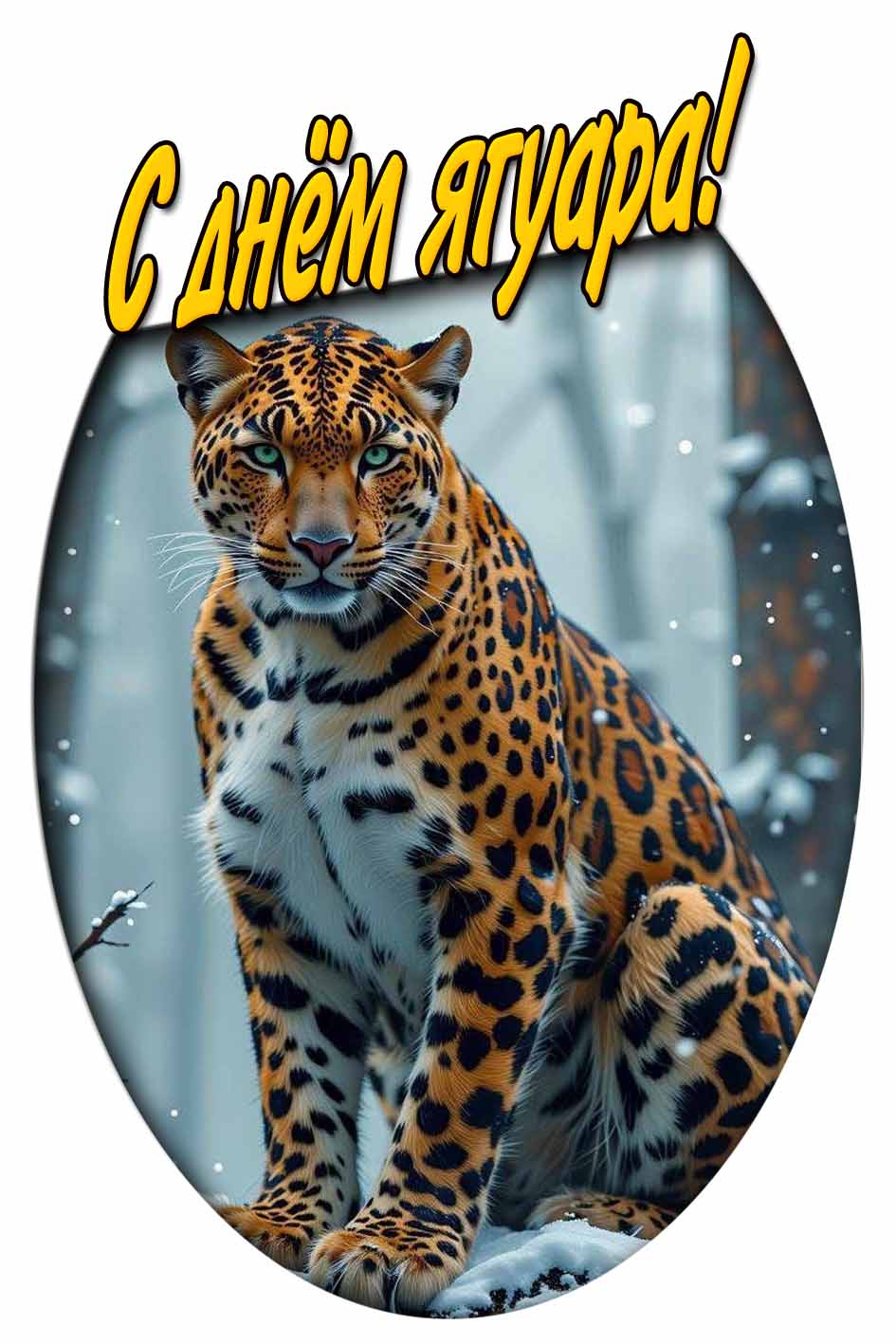 С днём ягуара! - зимняя картинка
