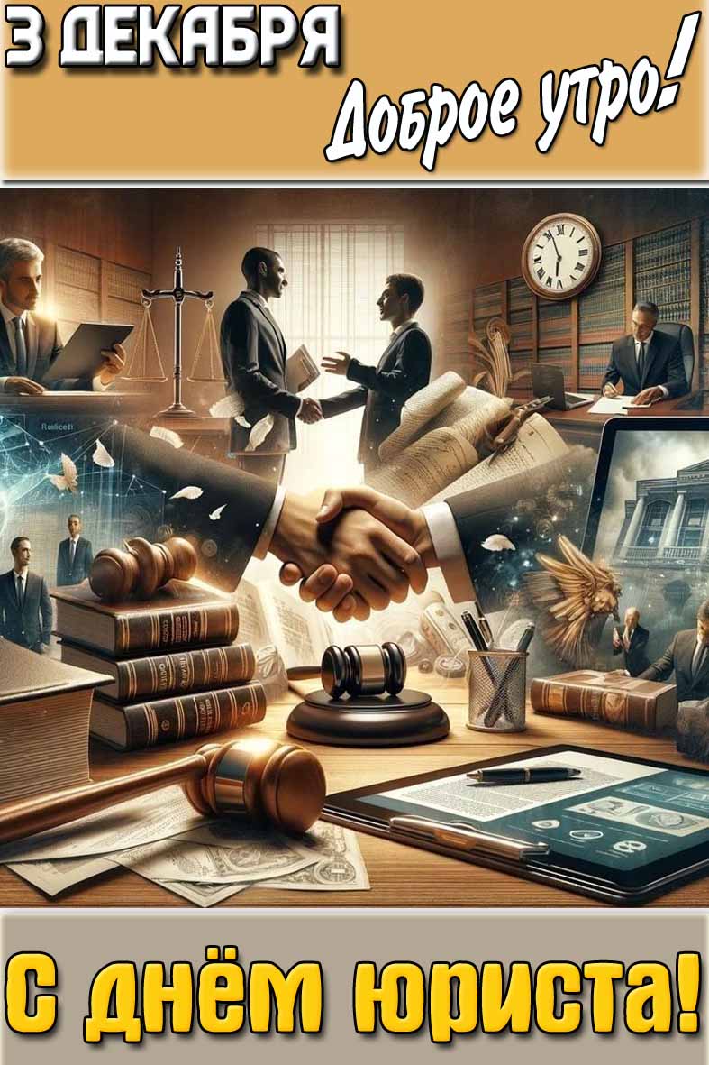 Открытка "3 декабря доброе утро! С днём юриста!"