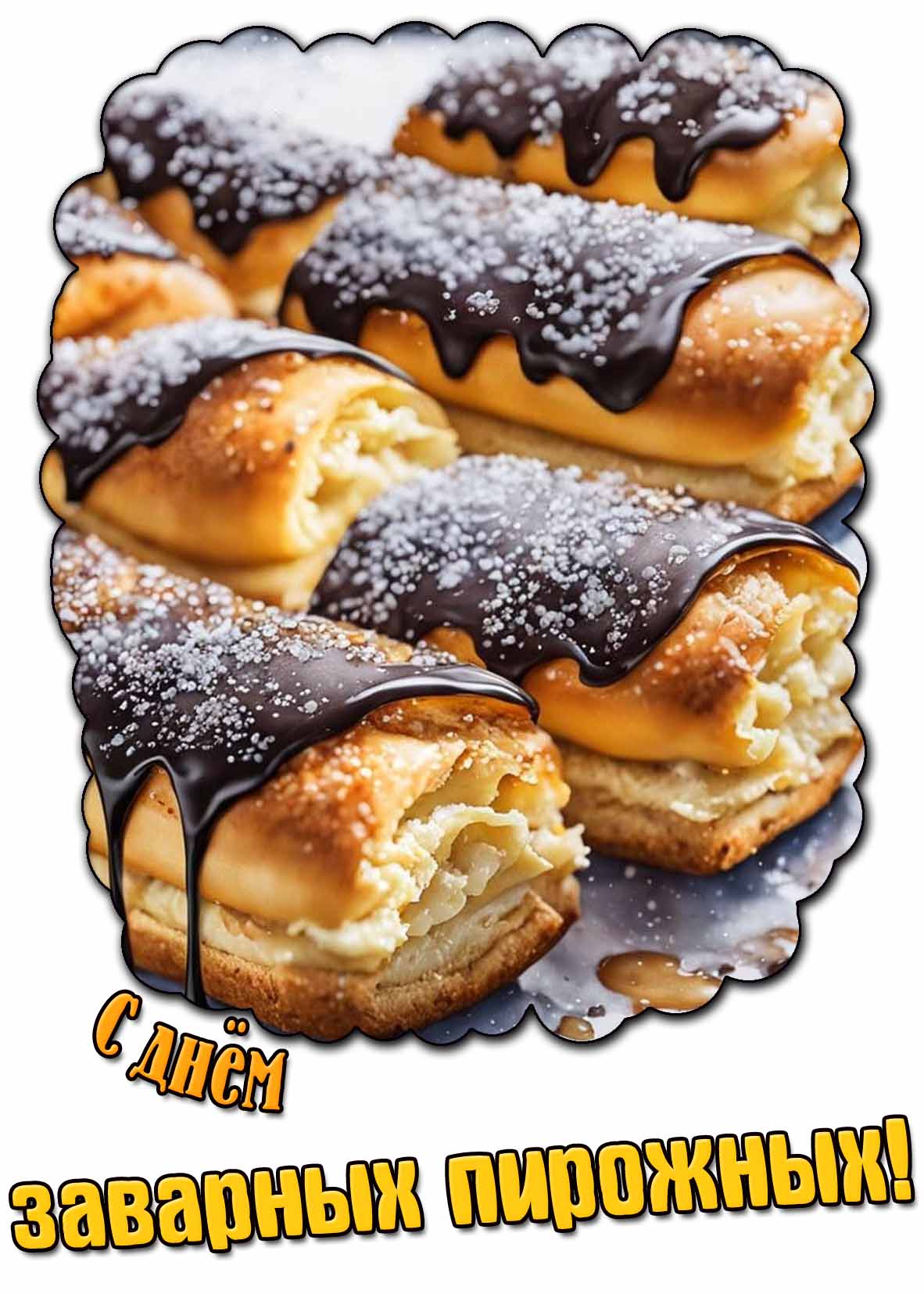 Открытка с днём заварных пирожных