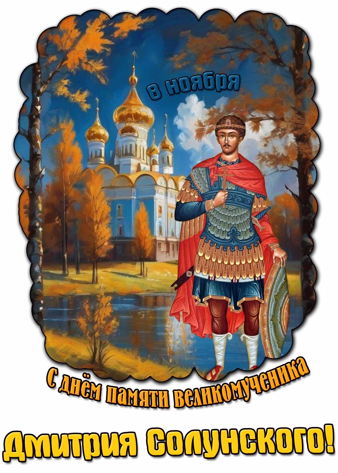 Картинка с днём памяти великомученика Дмитрия Солунского - 8 ноября