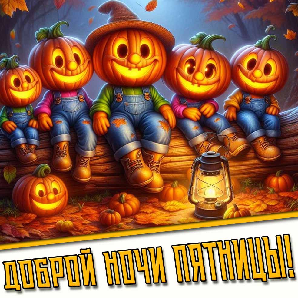Доброй ночи пятницы! - прикольная картинка с тыквами