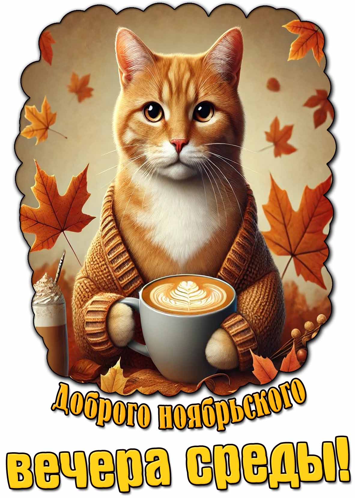 Открытка доброго ноябрьского вечера среды