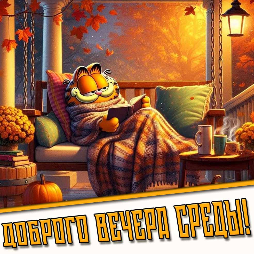 Доброго вечера среды! - мультяшная осенняя картинка
