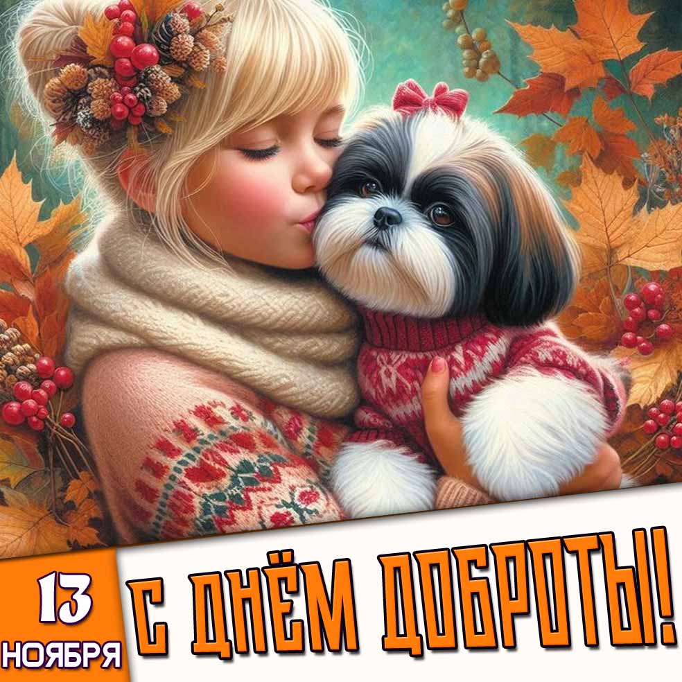 Осенняя открытка на 13 ноября - С днём доброты!