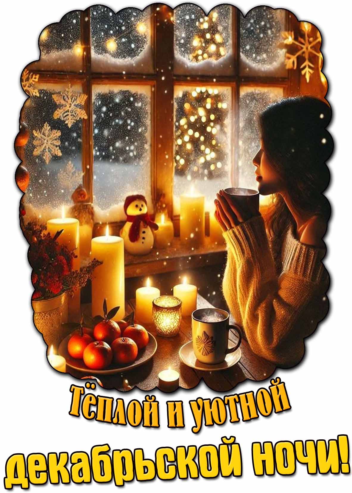 Открытка тёплой и уютной декабрьской ночи
