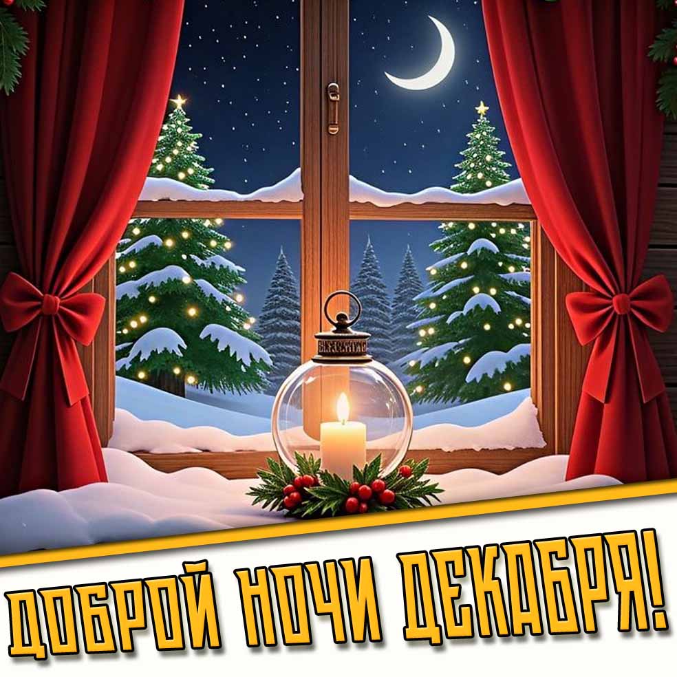 Открытка доброй ночи декабря