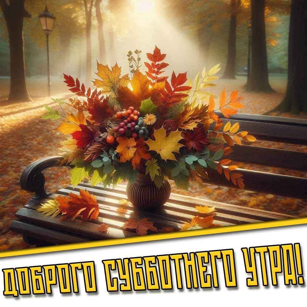 Доброго субботнего утра! - открытка с осенним букетом