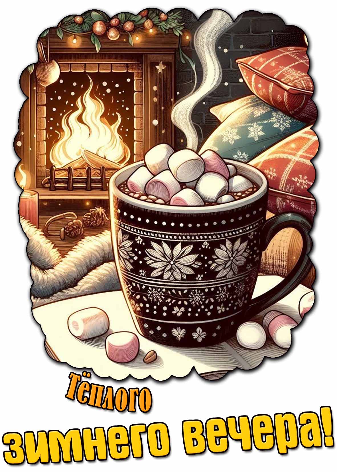 Картинка тёплого зимнего вечера