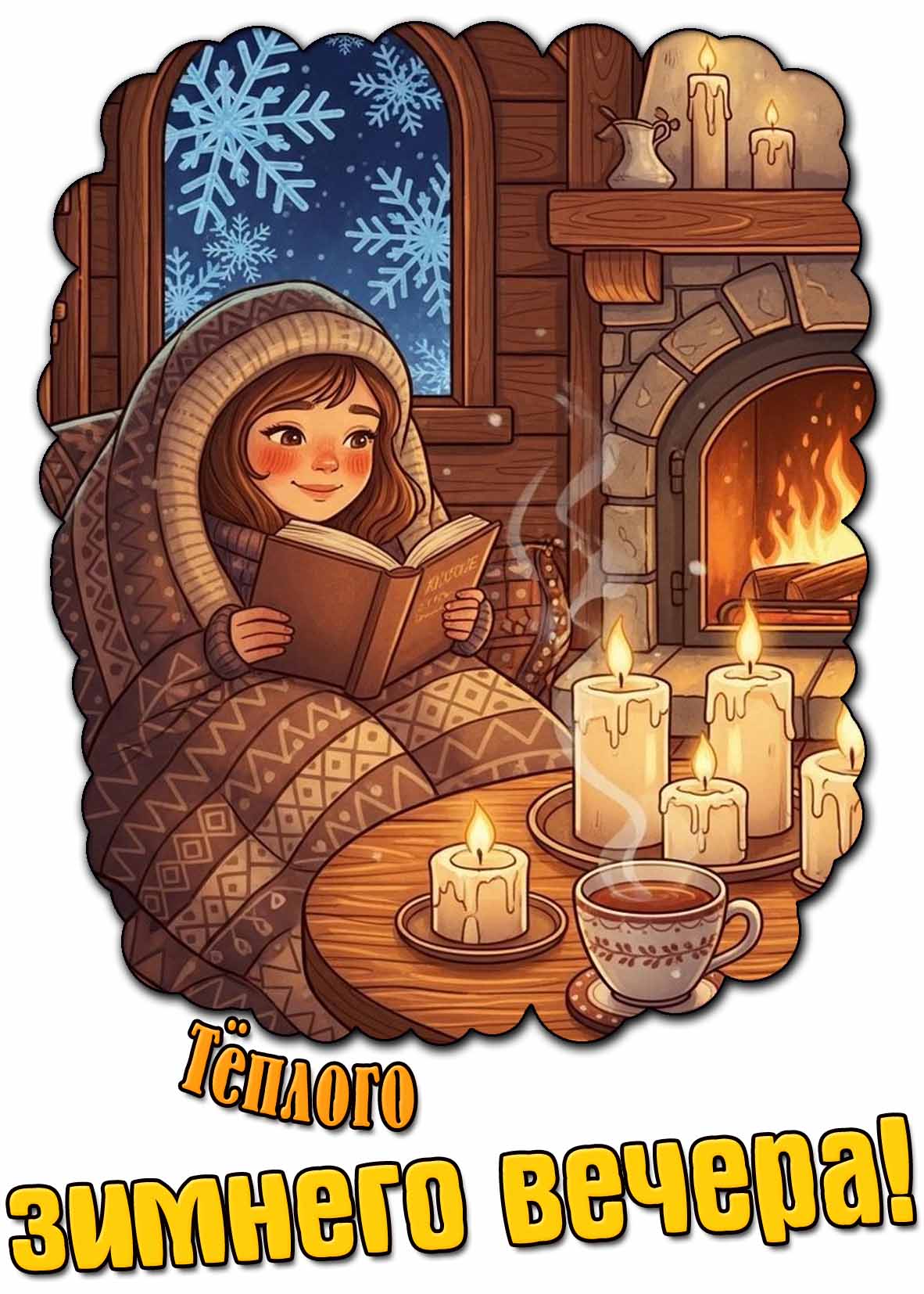 Красивая картинка тёплого зимнего вечера