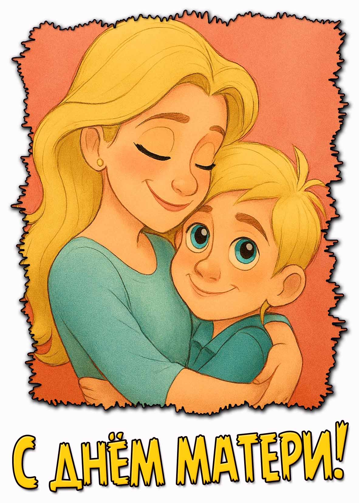 Мультяшная открытка с днём матери