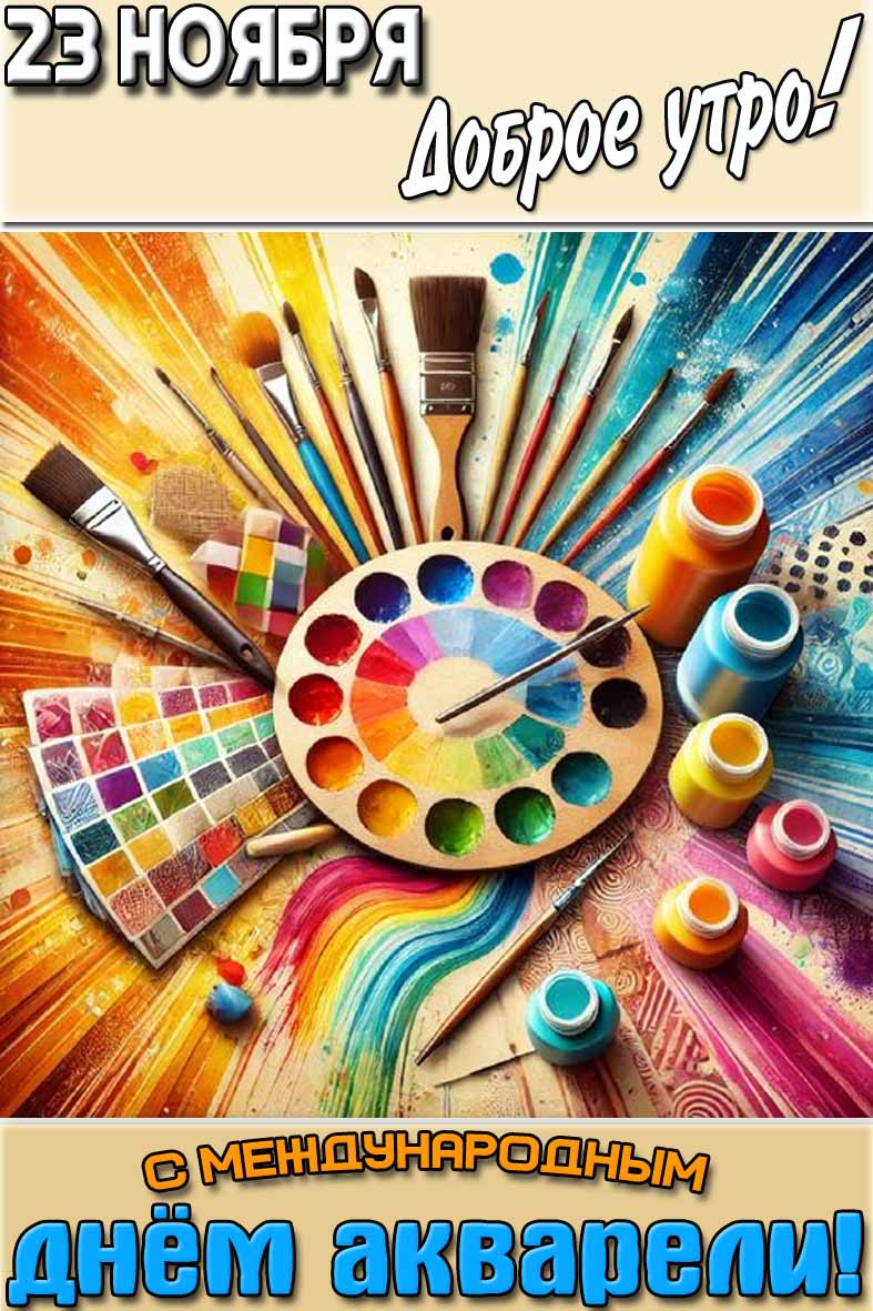 Картинка "23 ноября доброе утро! С Международным днём акварели!"