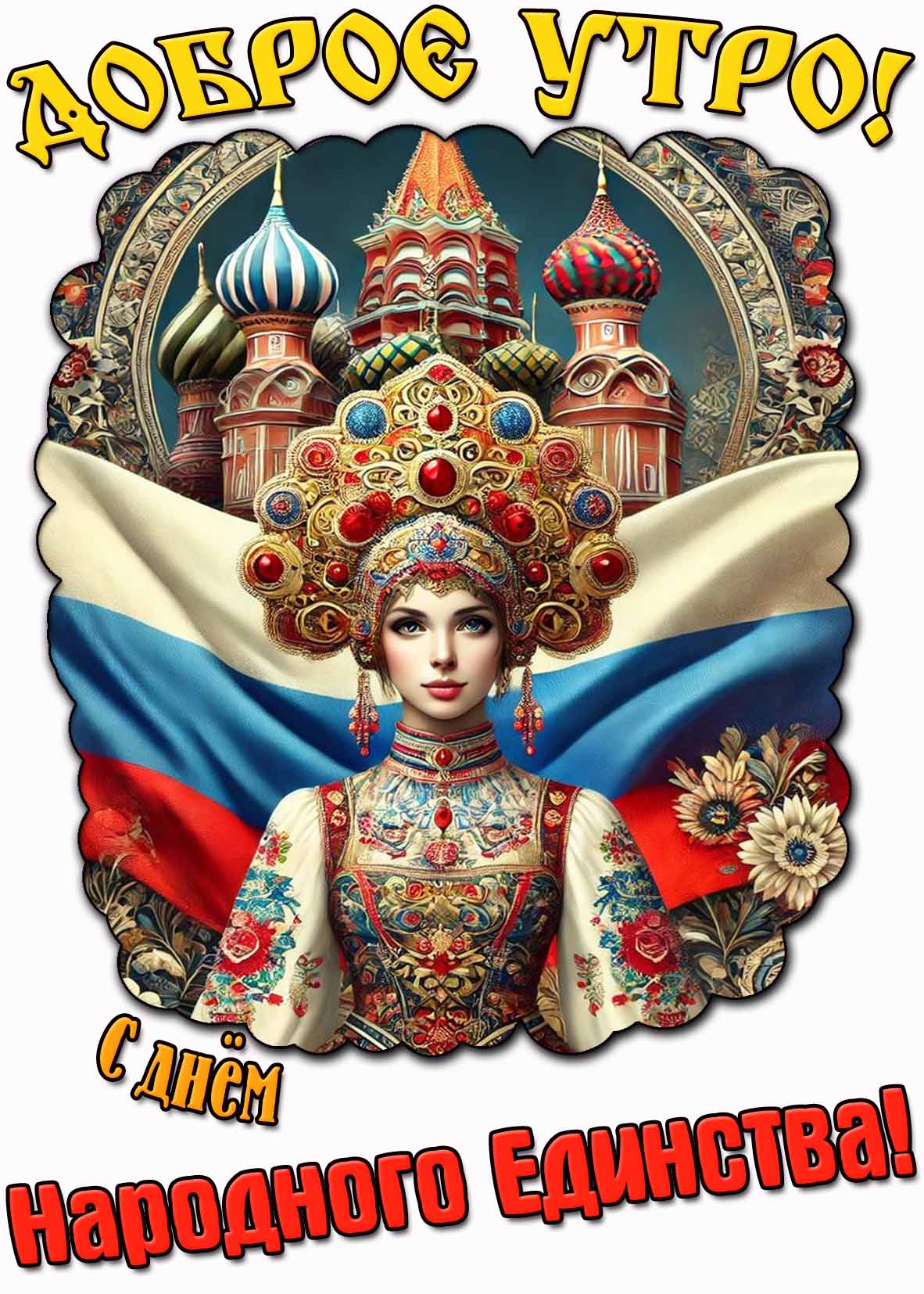 Красивая открытка "Доброе утро! С днём народного единства!"