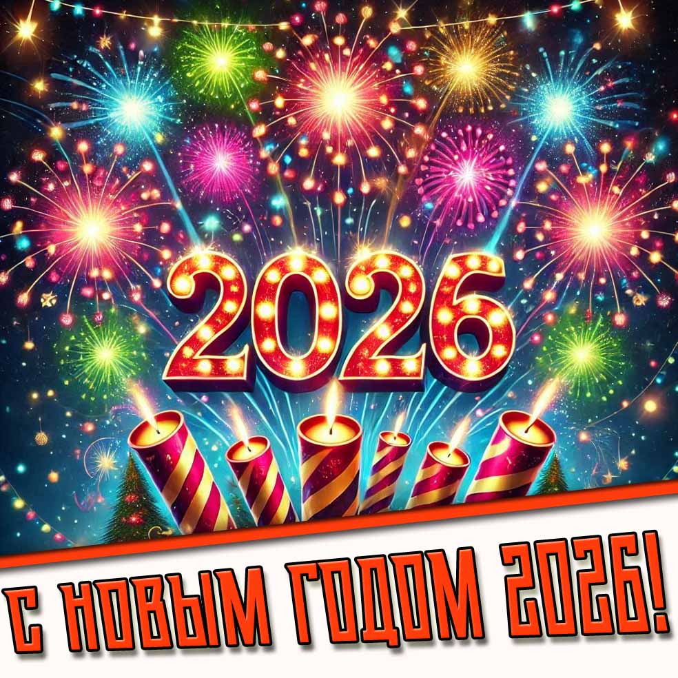 С Новым годом 2026! - картинка с салютом