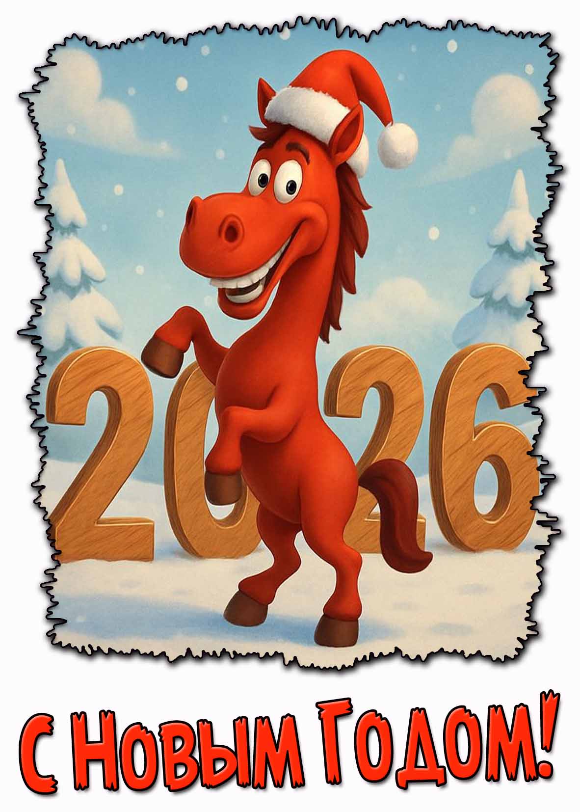 Открытка с Новым годом 2026
