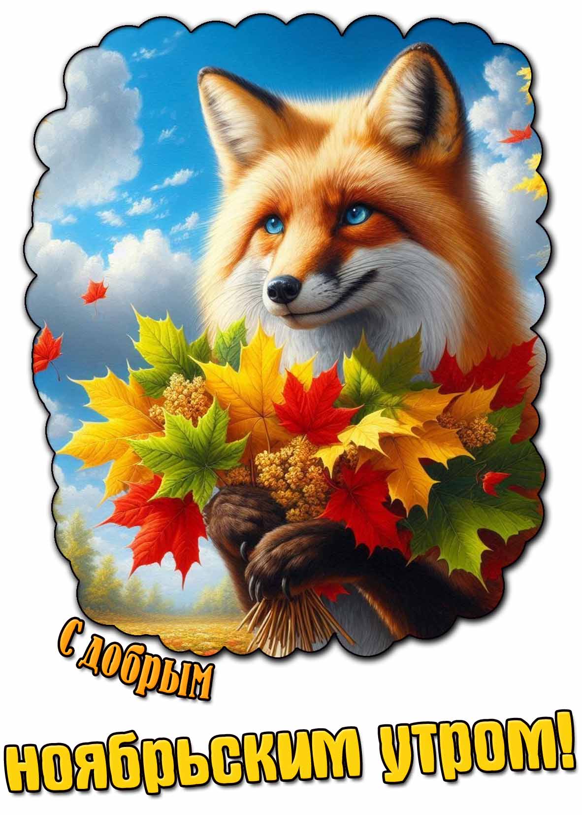 Красивая открытка с добрым ноябрьским утром