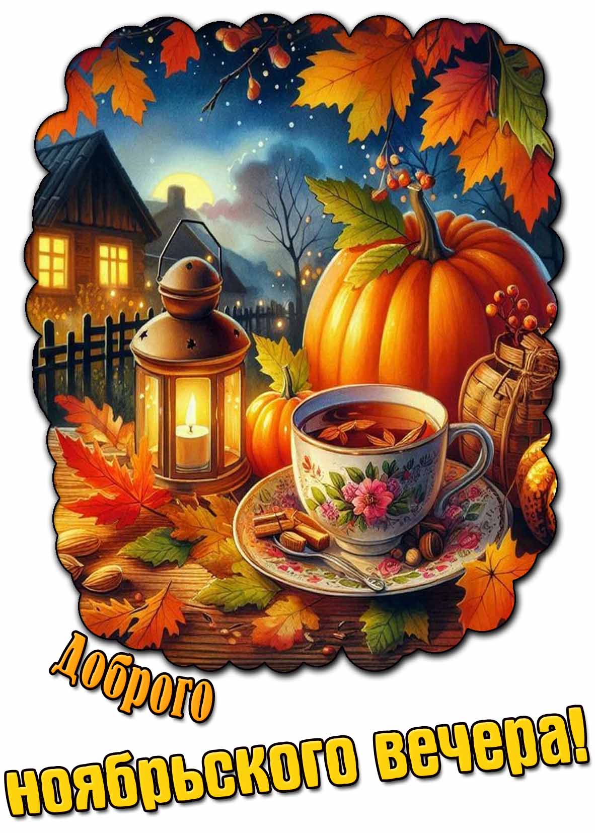 Доброго ноябрьского вечера! - красивая картинка с чаем