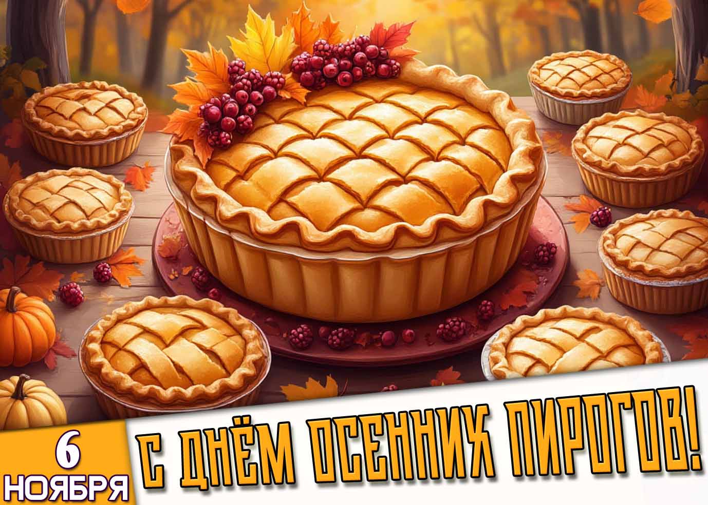 Картинка 6 ноября с днём осенних пирогов