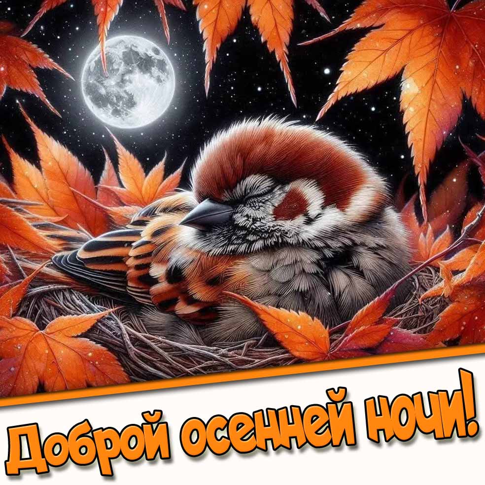 Доброй осенней ночи! - картинка с птичкой