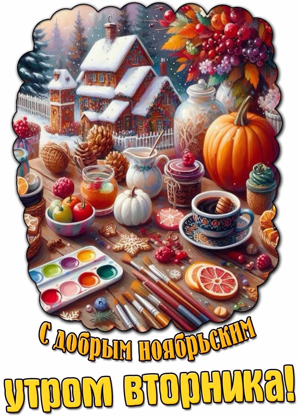 Открытка с добрым ноябрьским утром вторника