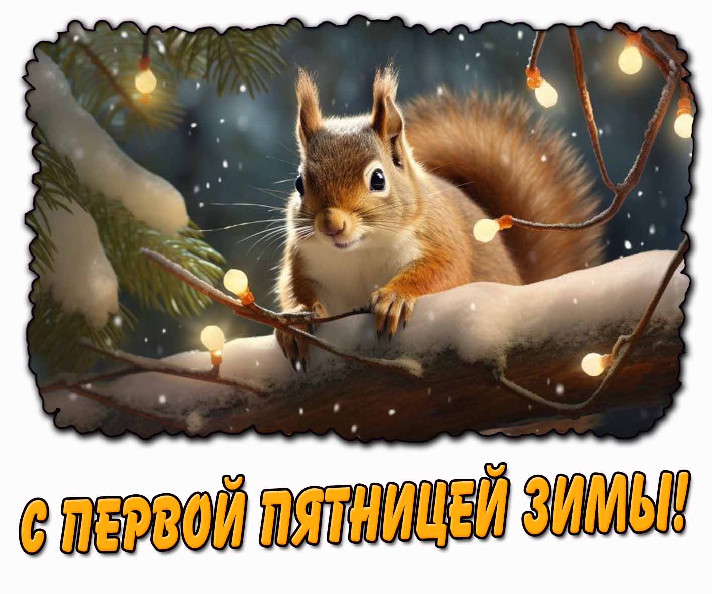 С первой пятницей зимы! - картинка с белкой