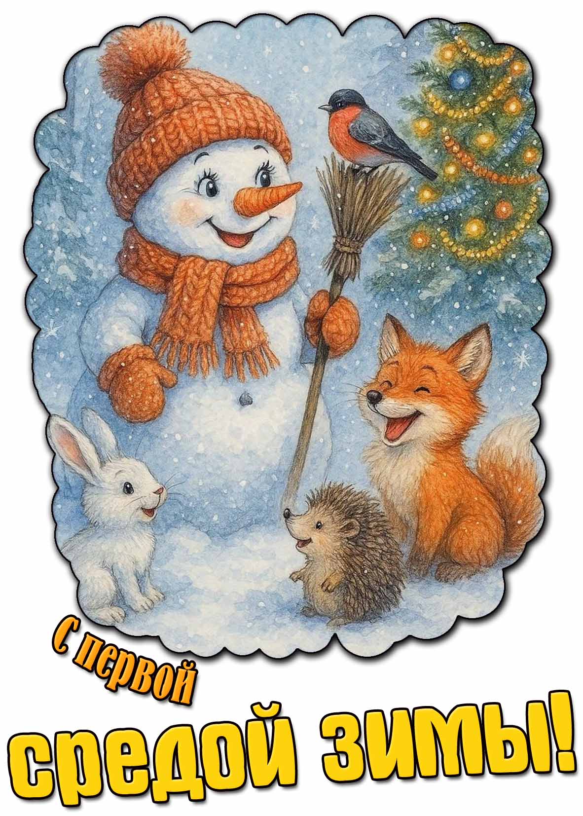 Открытка с первой средой зимы