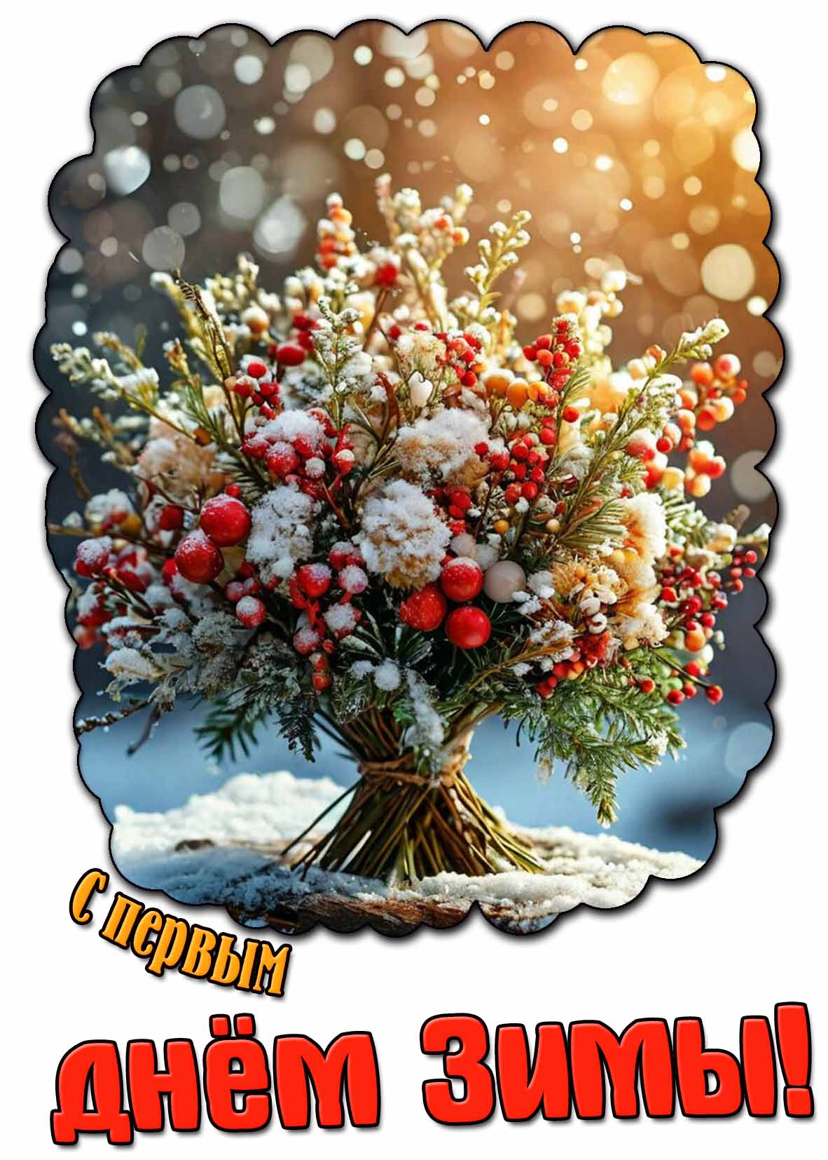 Открытка с первым днём зимы