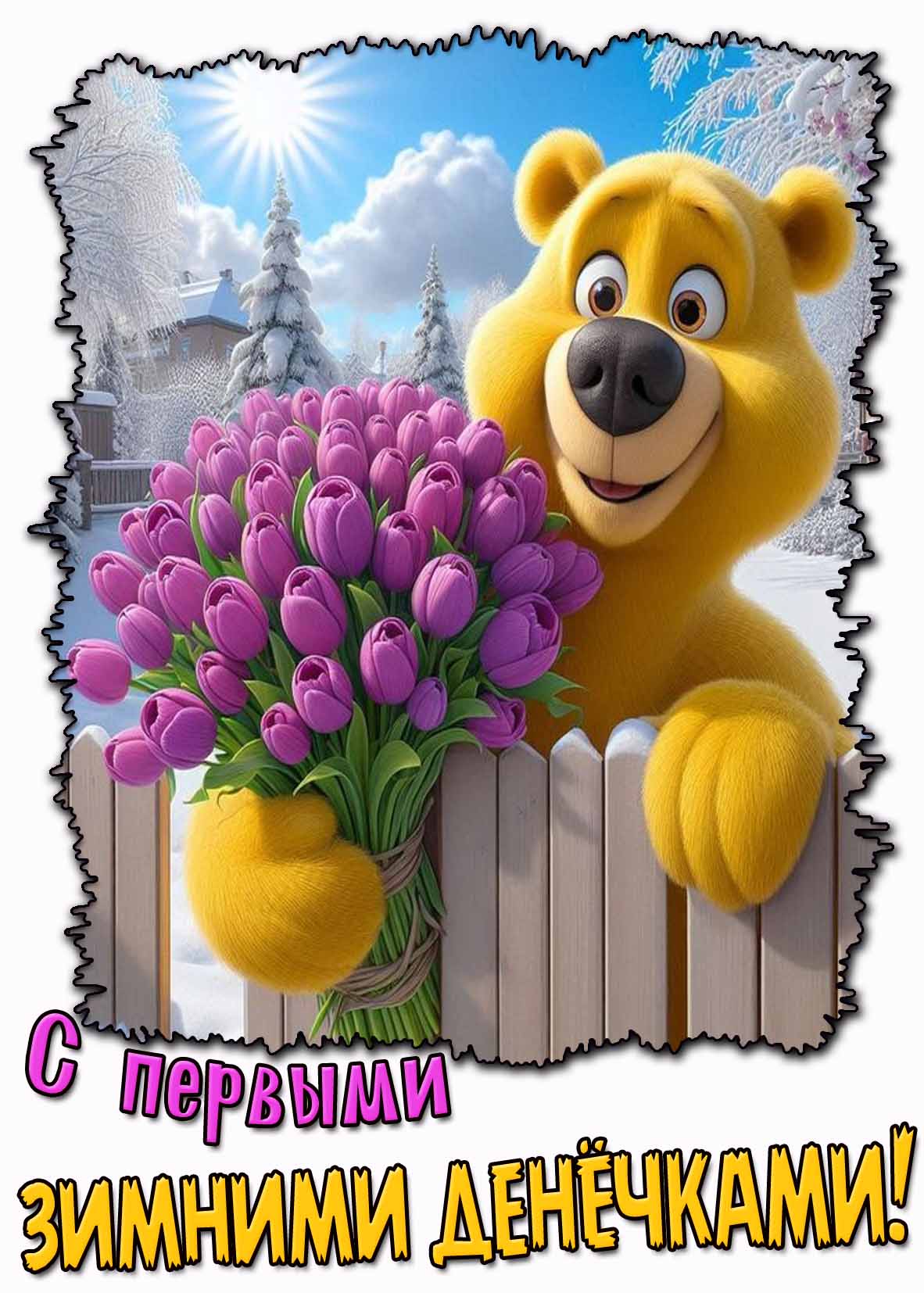 Открытка с первыми зимними денёчками