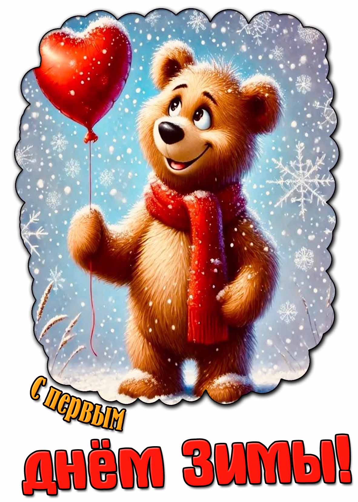 С первым днём зимы! - красивая открытка