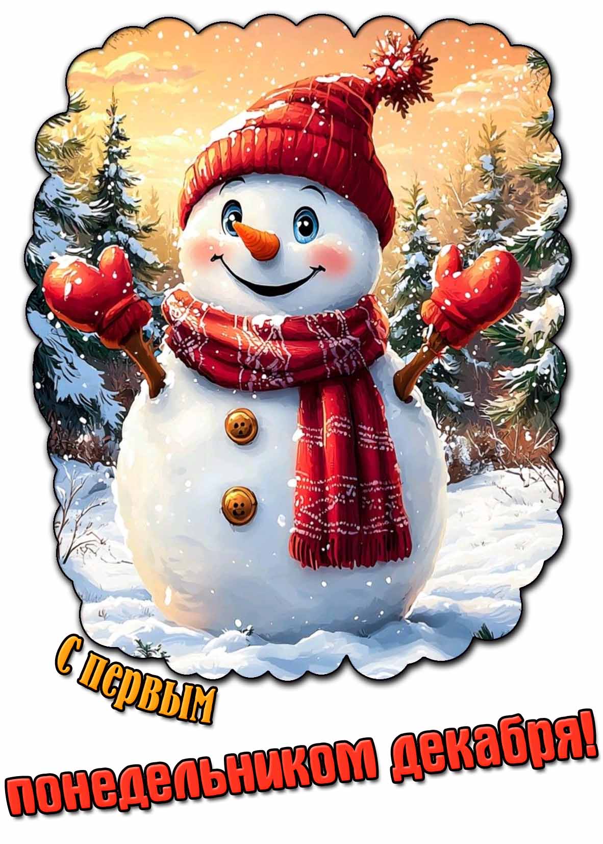 Открытка с первым понедельником декабря
