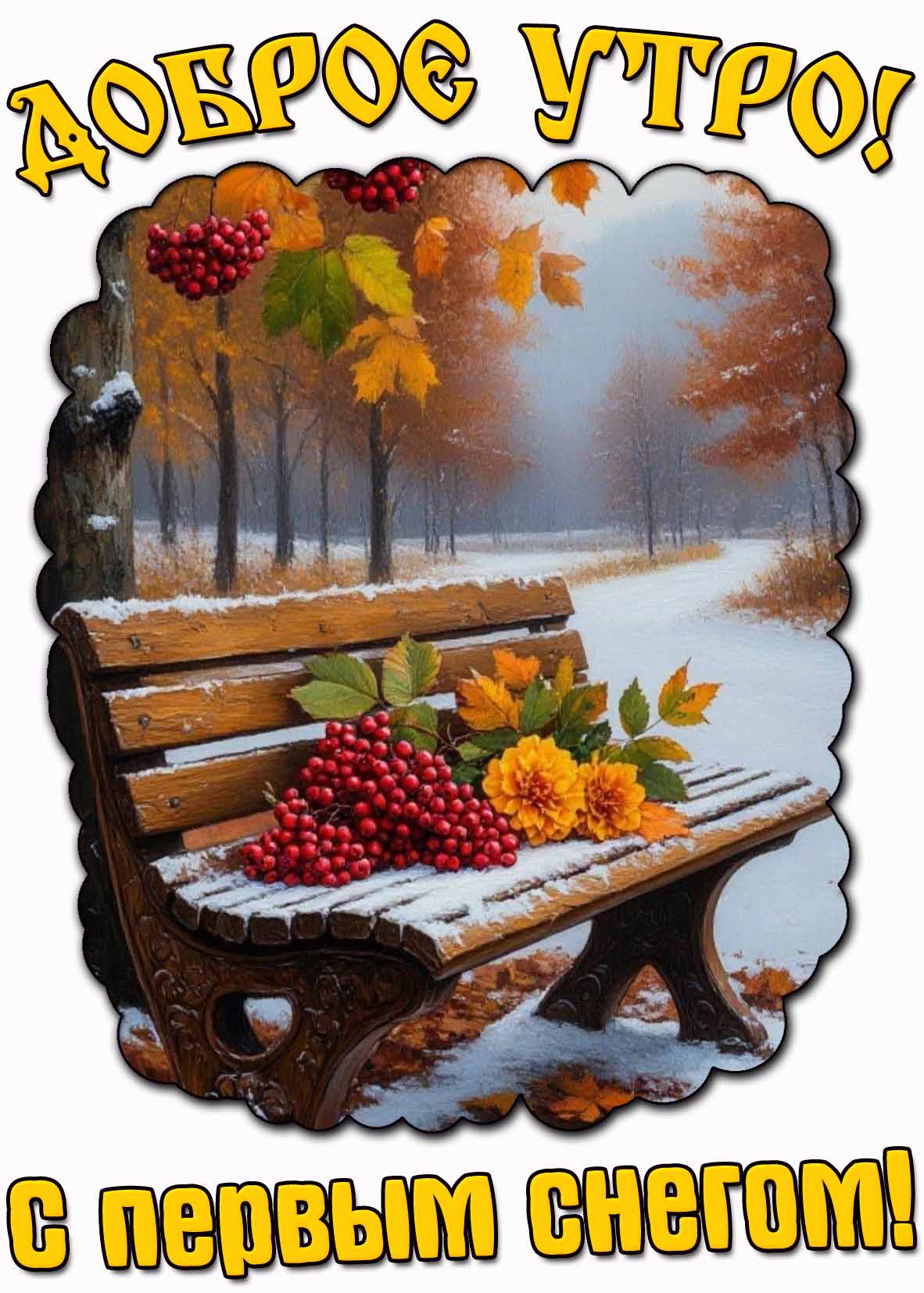 Картинка "Доброе утро! С первым снегом!"