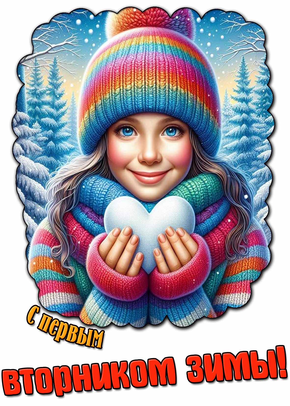 Красивая открытка с первым вторником зимы