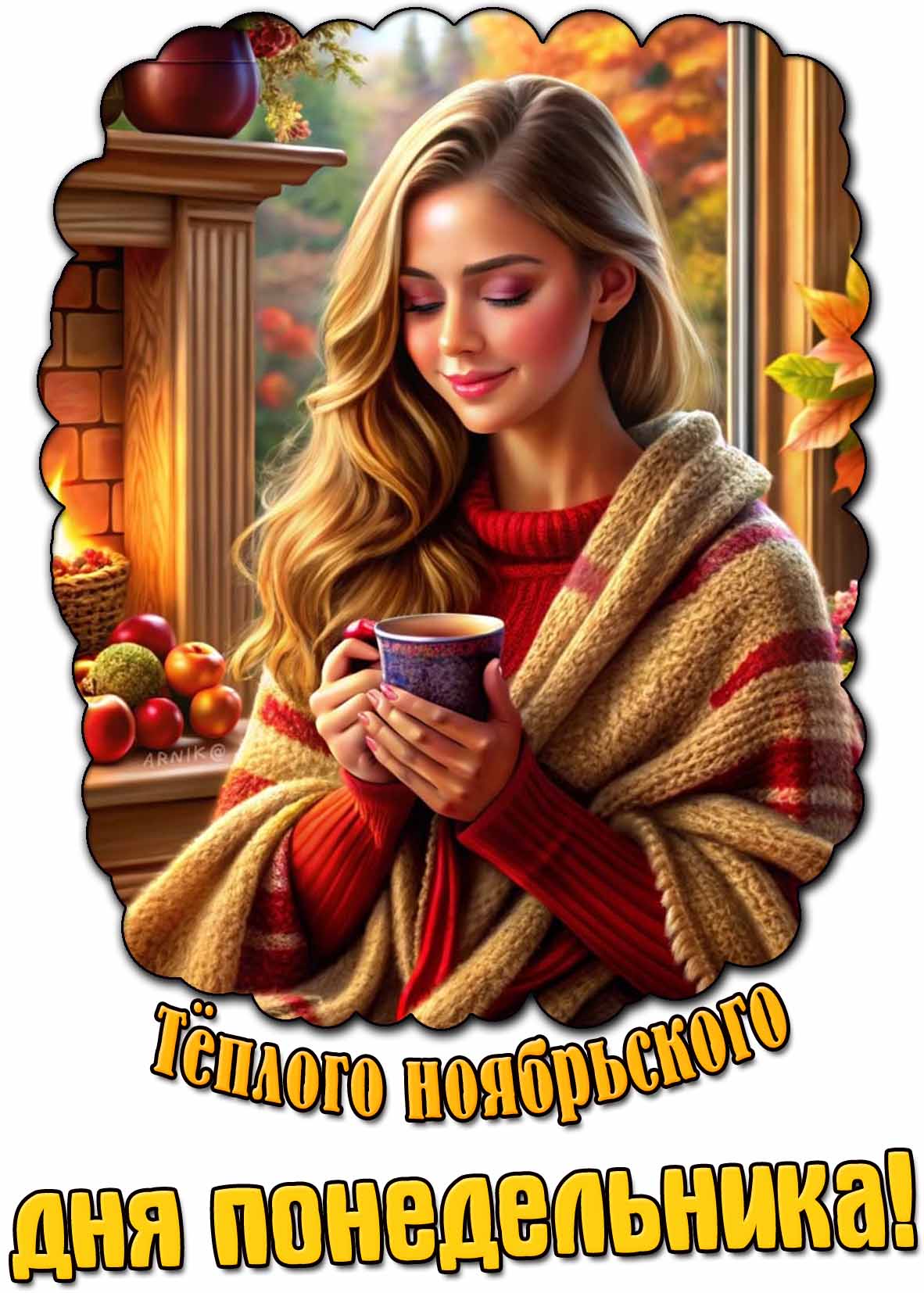 Открытка тёплого ноябрьского дня понедельника