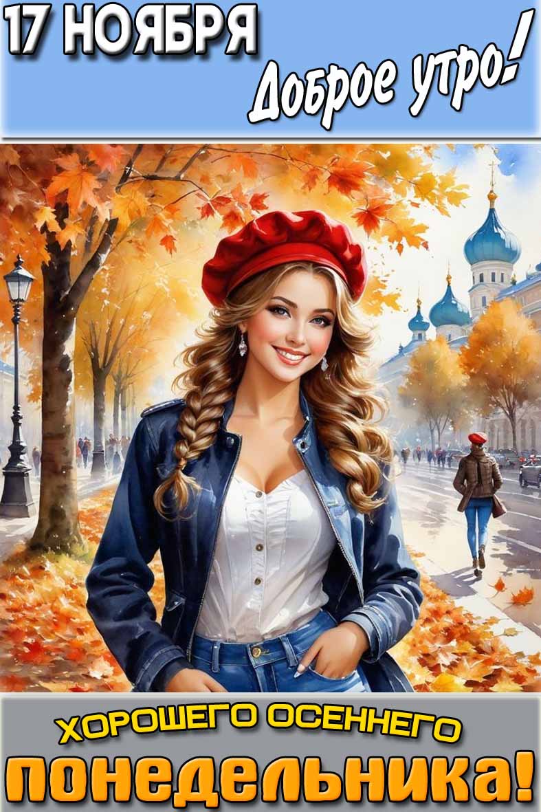 Картинка "17 ноября доброе утро! Хорошего осеннего понедельника!"