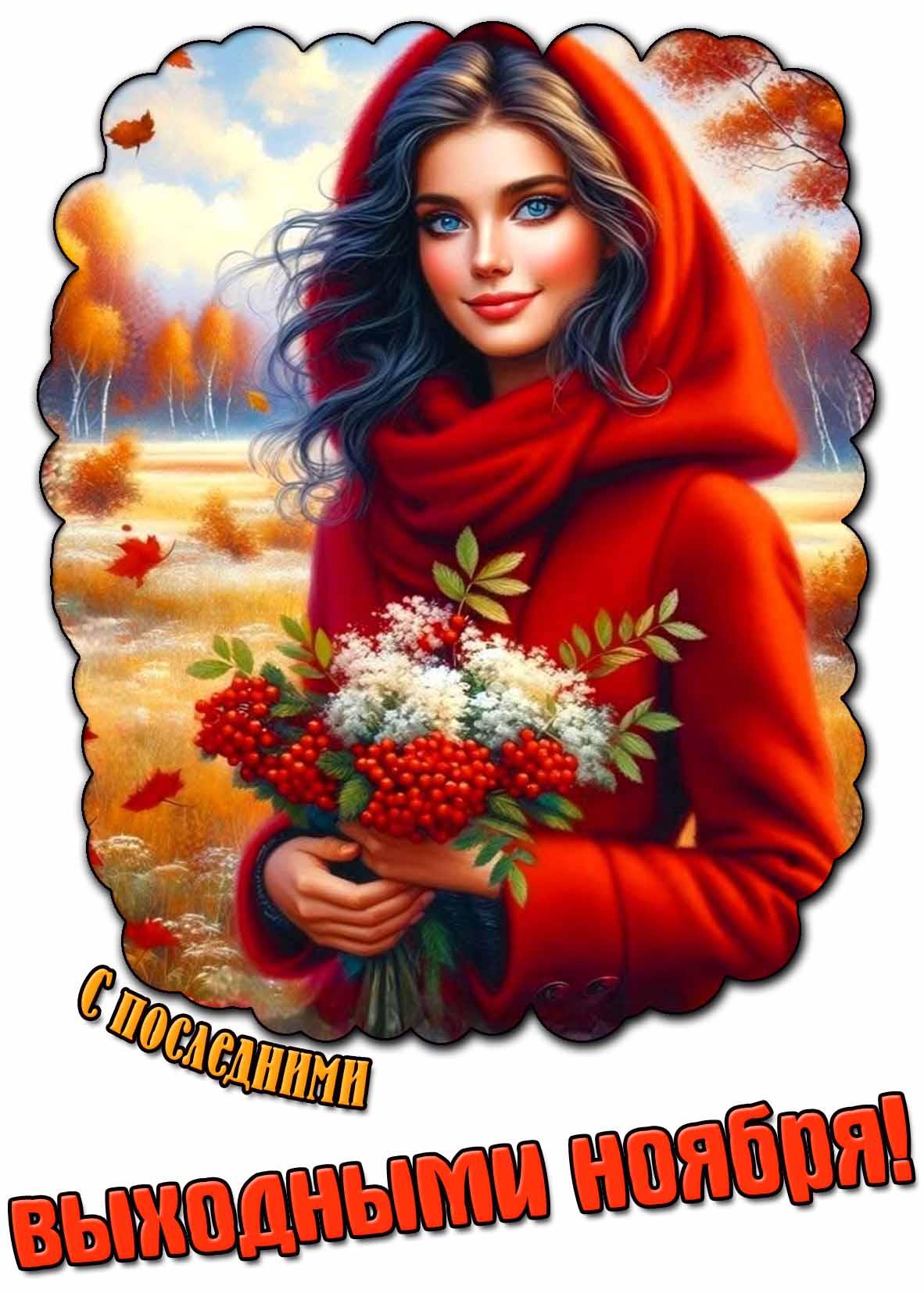 Открытка с последними выходными ноября