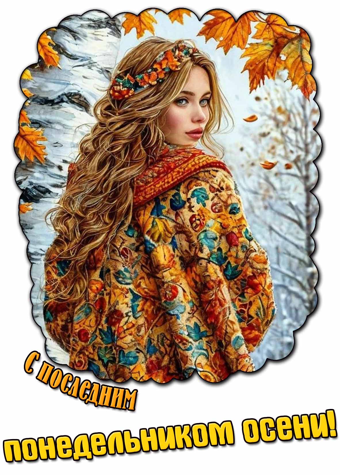 Красивая открытка с последним понедельником осени