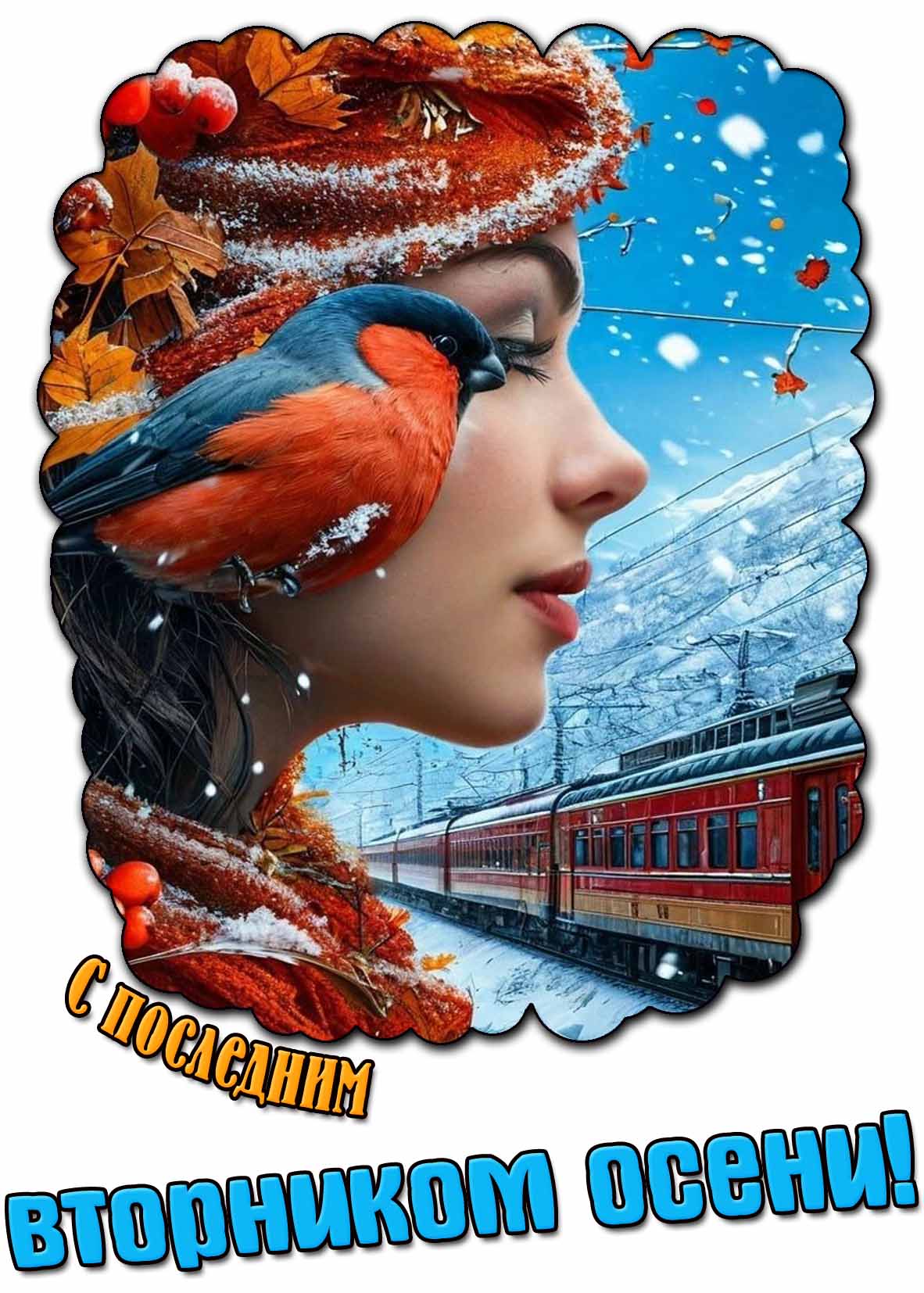 Красивая открытка с последним вторником осени