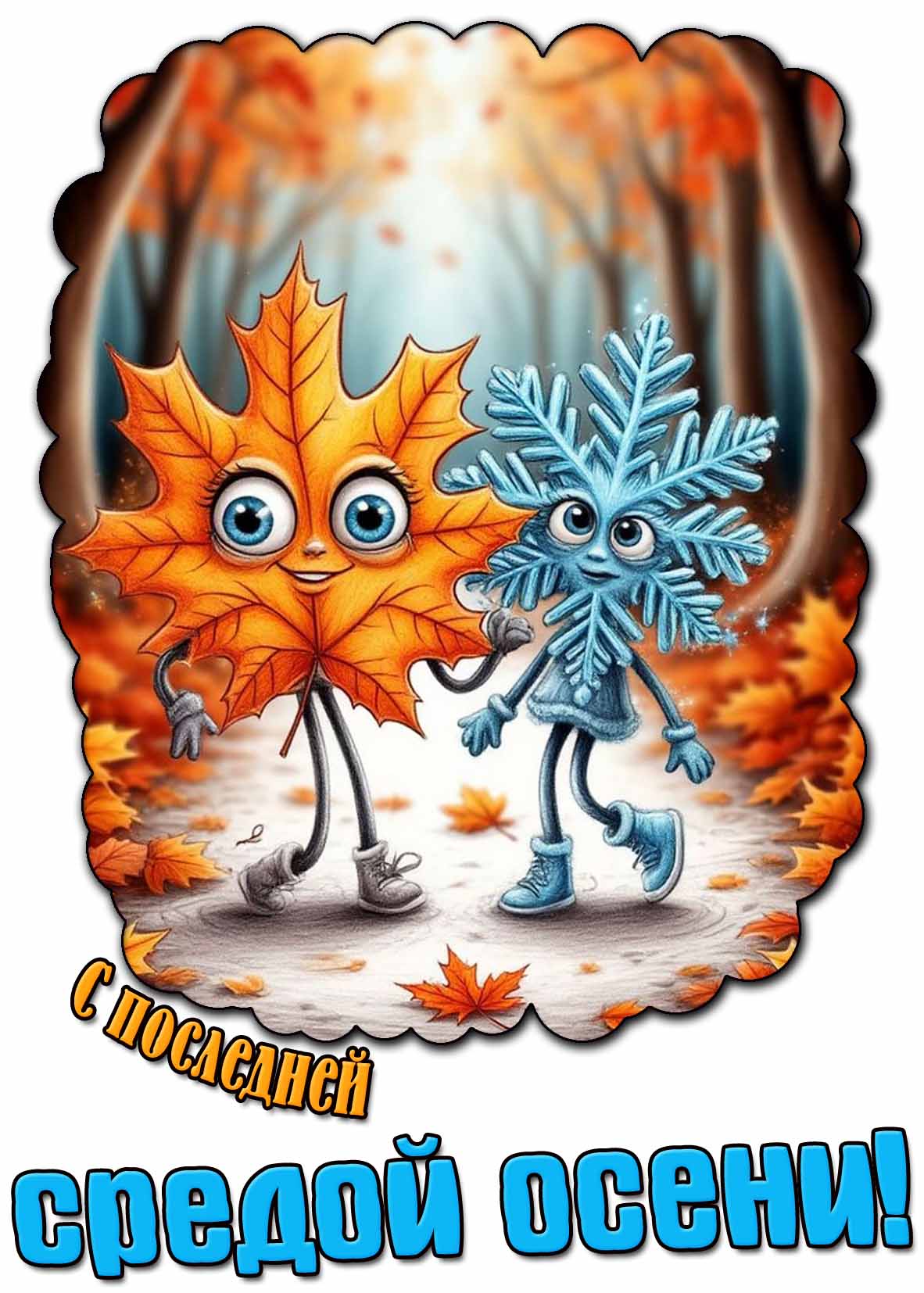 Прикольная открытка с последней средой осени
