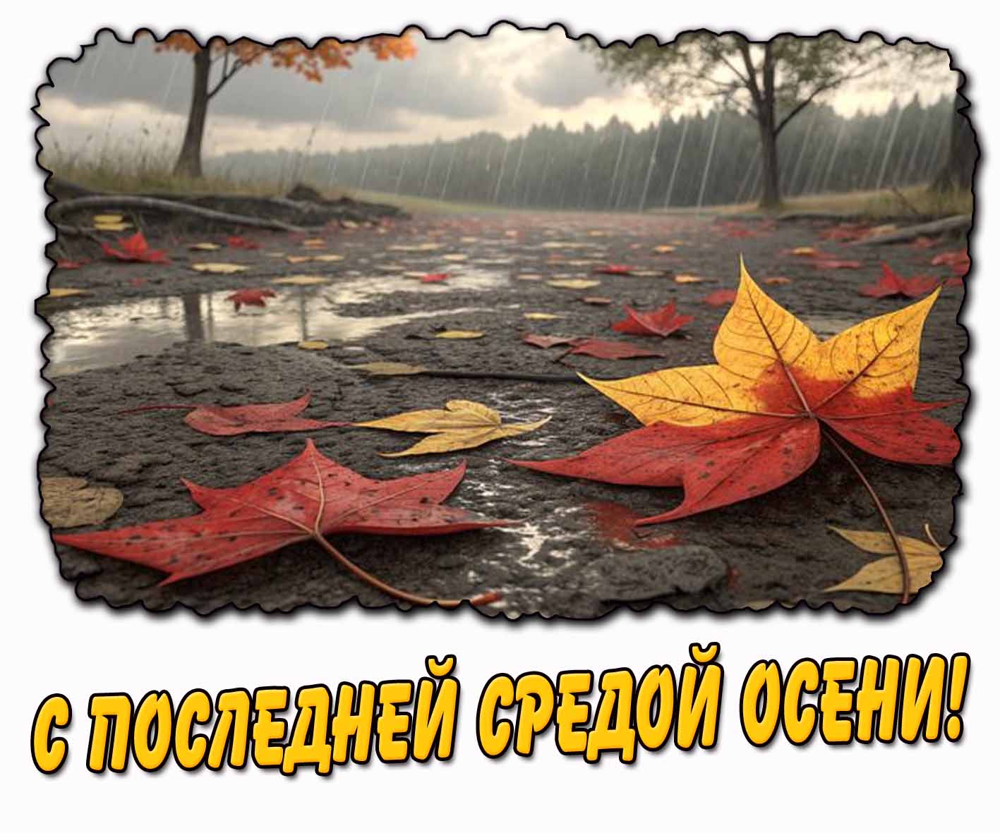 Дождливая картинка с последней средой осени