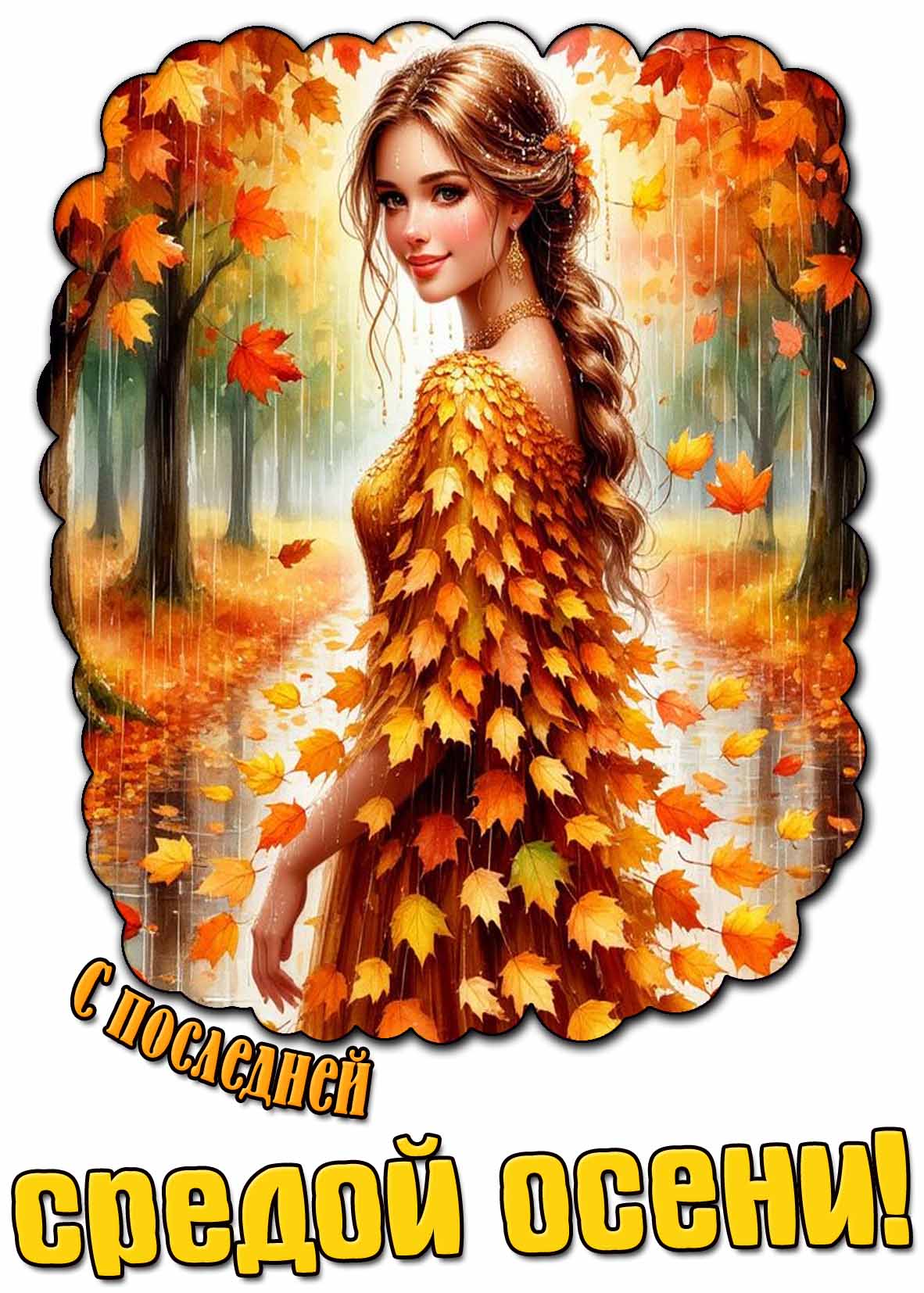 Красивая открытка с последней средой осени