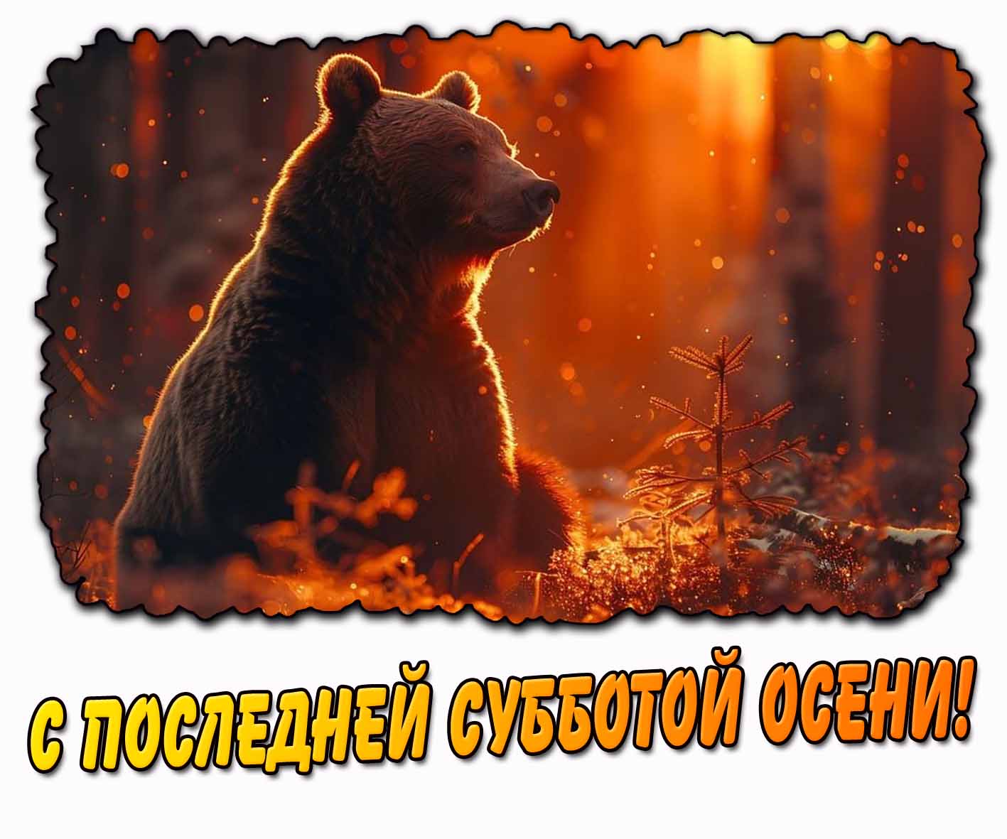 С последней субботой осени! - картинка с медведем
