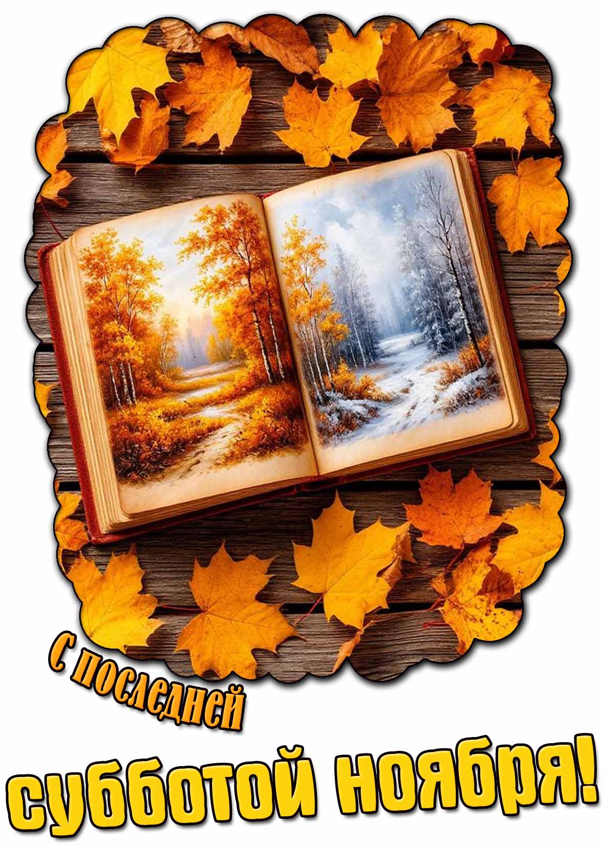 Креативная открытка с последней субботой ноября