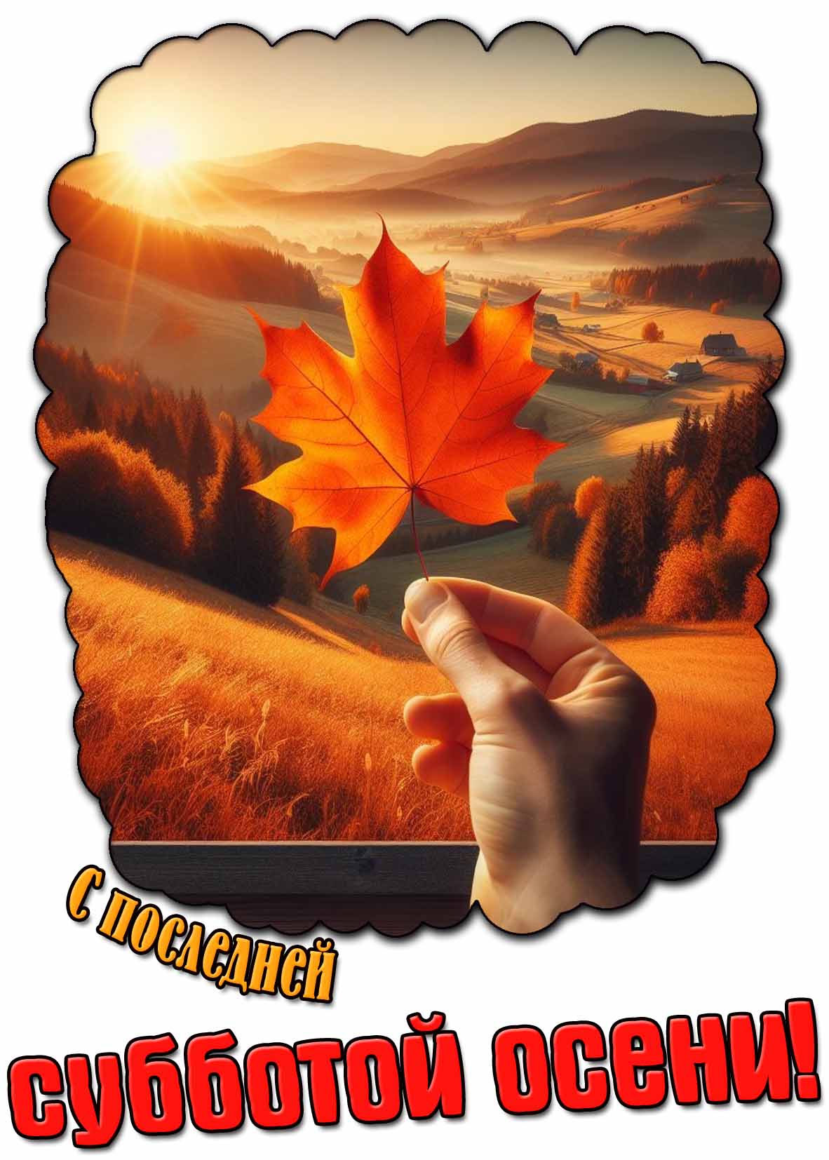 Красивая открытка с последней субботой осени