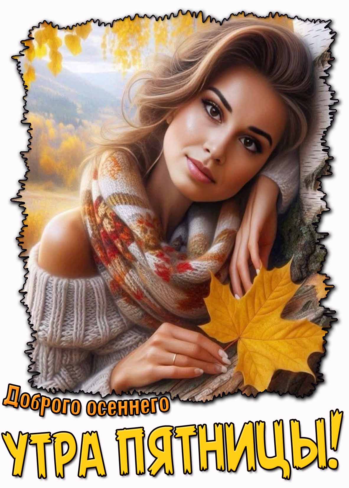 Доброго осеннего утра пятницы! - картинка с девушкой