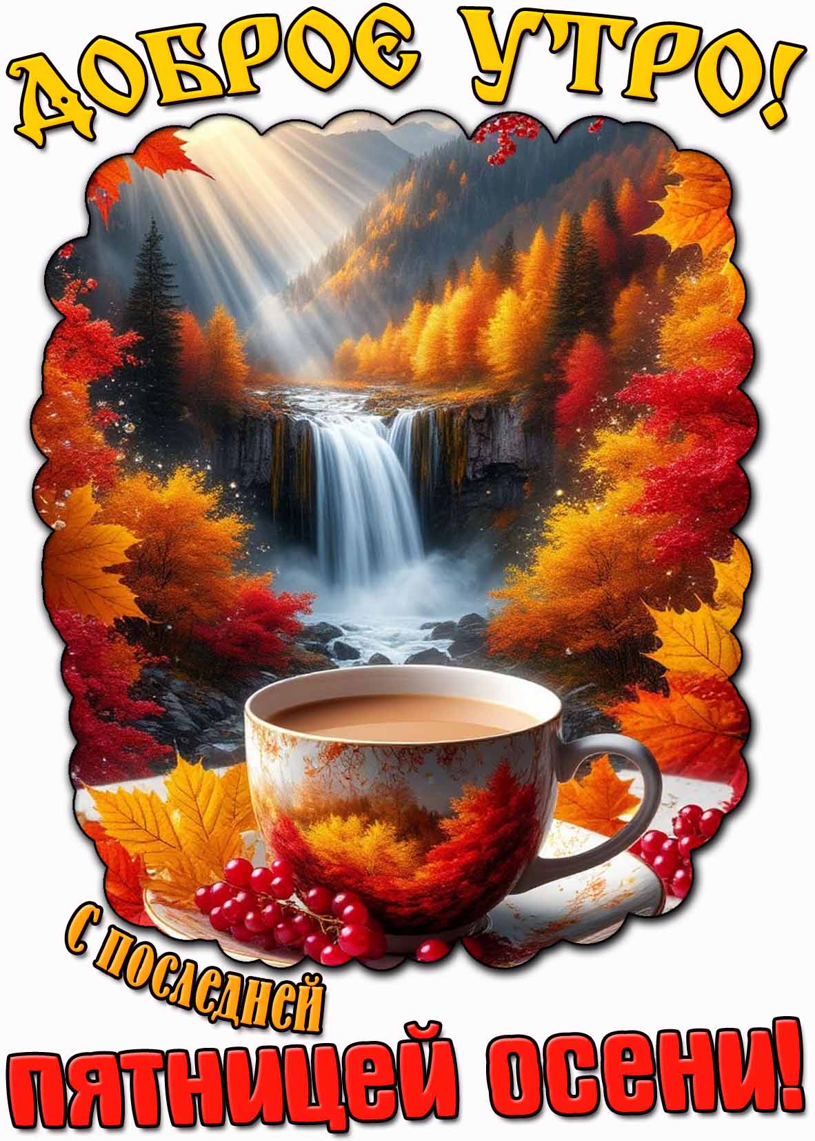 Открытка "Доброе утро! С последней пятницей осени!"