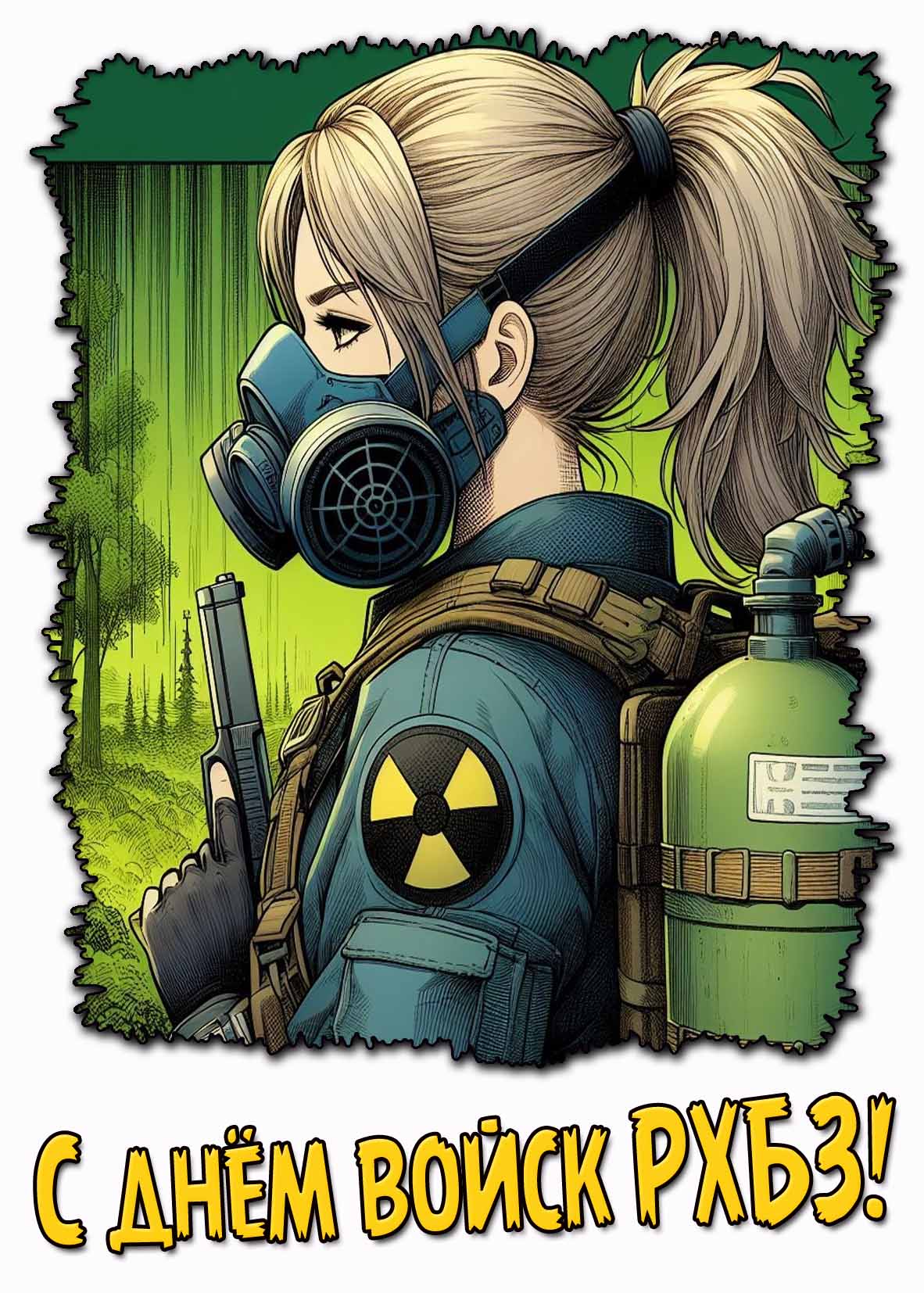 Прикольная открытка с днём войск РХБЗ