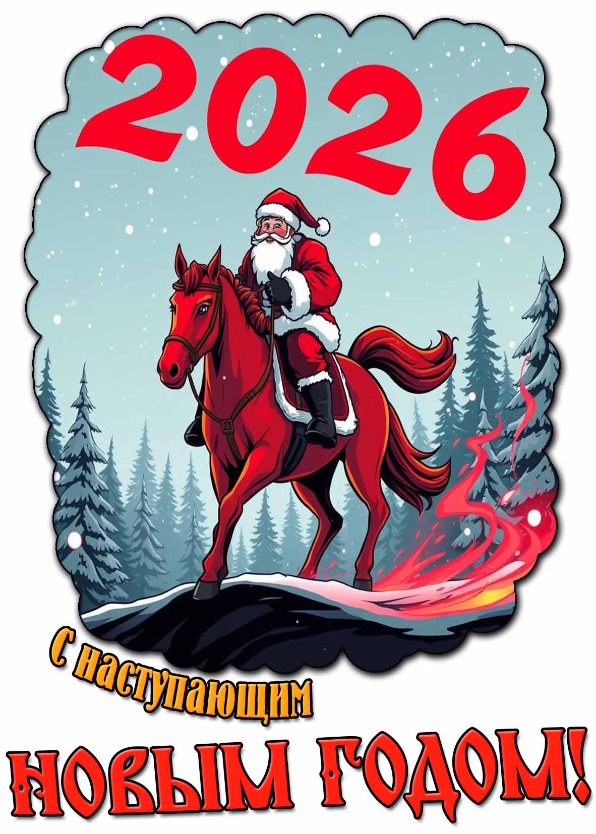 Прикольная открытка с наступающим новым годом 2026