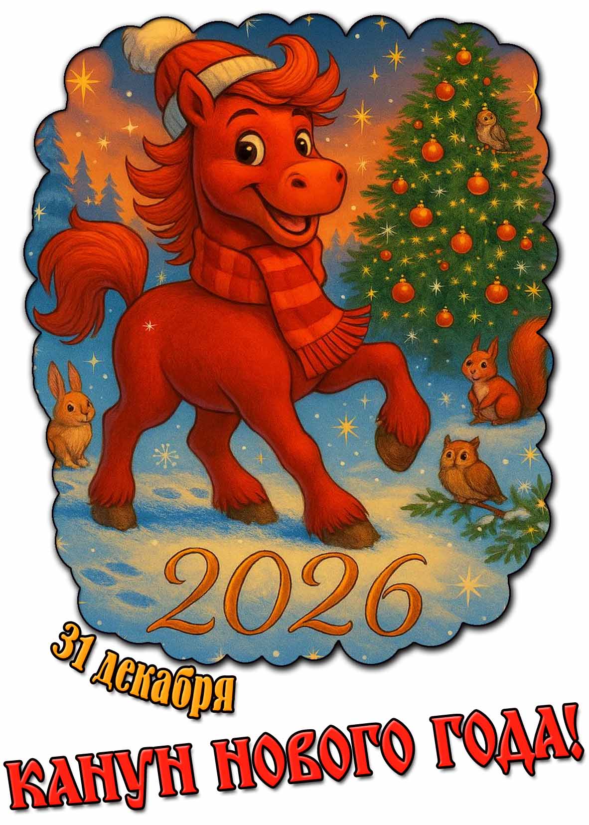 Открытка 31 декабря - канун нового года 2026