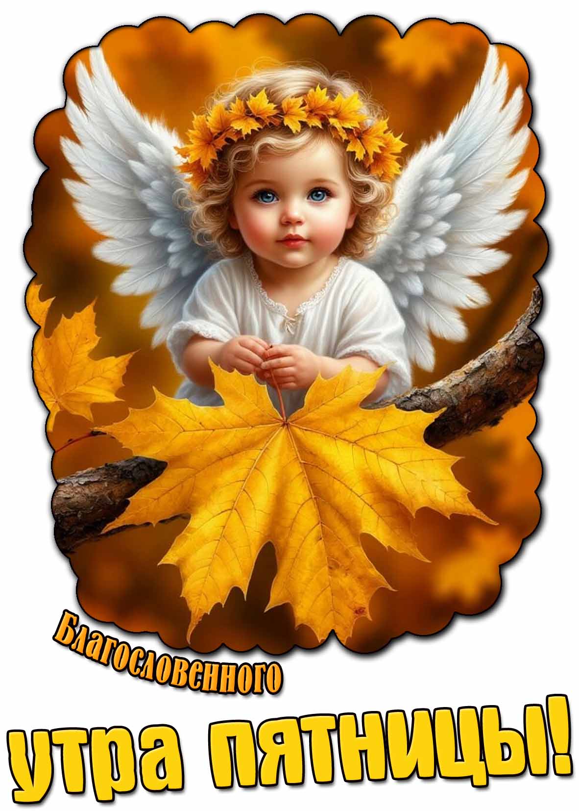 Благословенного утра пятницы! - осенняя картинка с ангелом